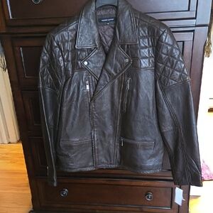 Wilsons Leather Women Dark Brown Quilted Moto Jacket